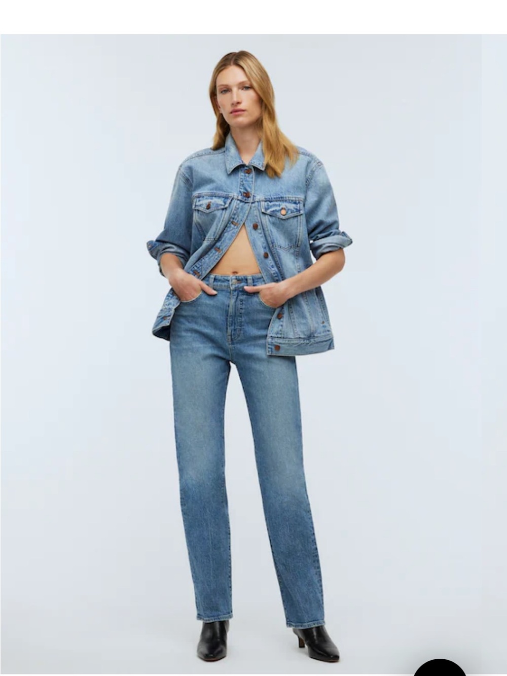 Madewell The Tall '90s Straight Jean in Rondell Wash: Crease Edition size 25 T